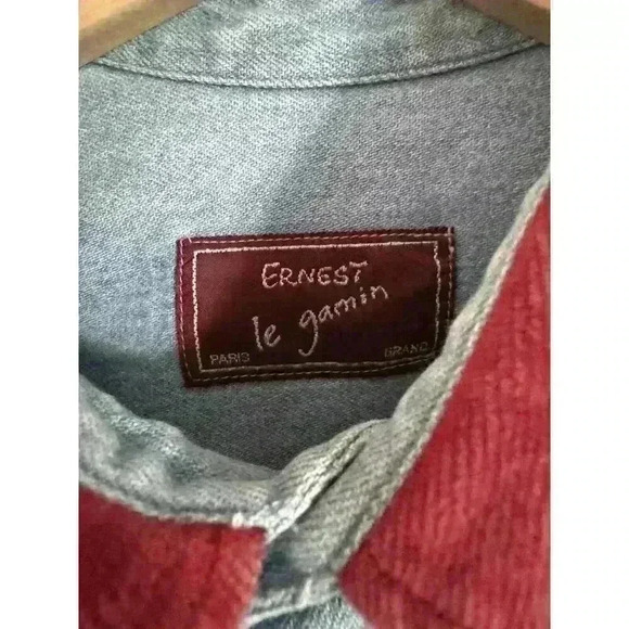 Ernest Le Gamin Men Denim Shirt Size L - Picture 4 of 5